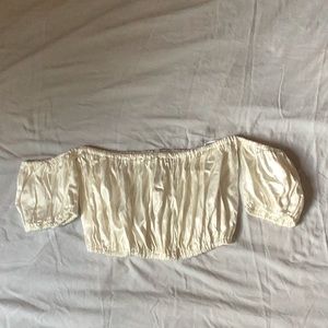 Zara, white, peasant style crop top